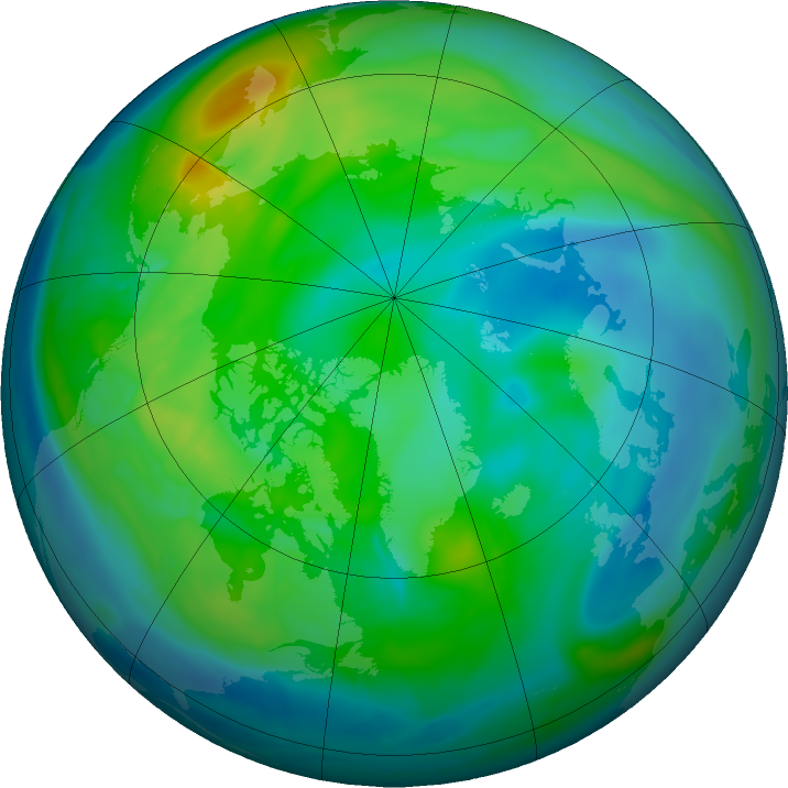 Arctic ozone map for 01 November 2015